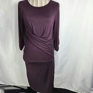 Kut from the Kloth Maroon 3/4 Sleeve Ruched Cuffs Wrap Style Front Dress Size 6